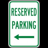 Reserved Parking Left Arrow Sign